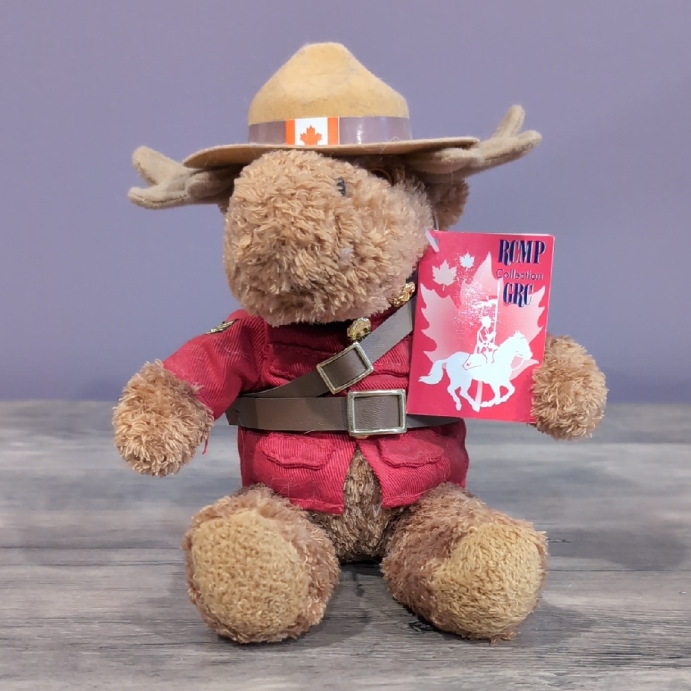 Mountie Moose Plush Toy with Red Jacket